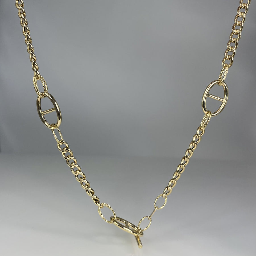 14K Yellow Gold Curb & Marina Combination Chain 4mm