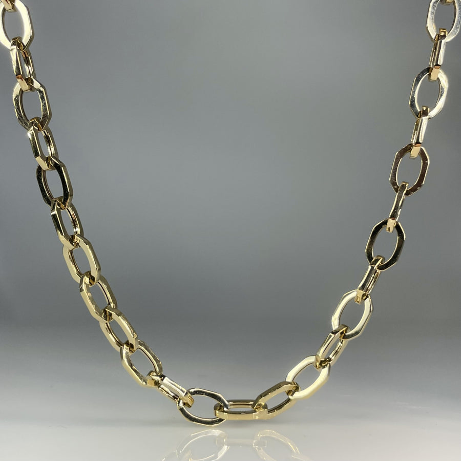 14K Yellow Gold Round Link Chain 10mm