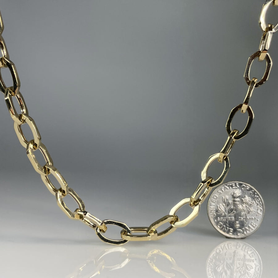 14K Yellow Gold Round Link Chain 10mm