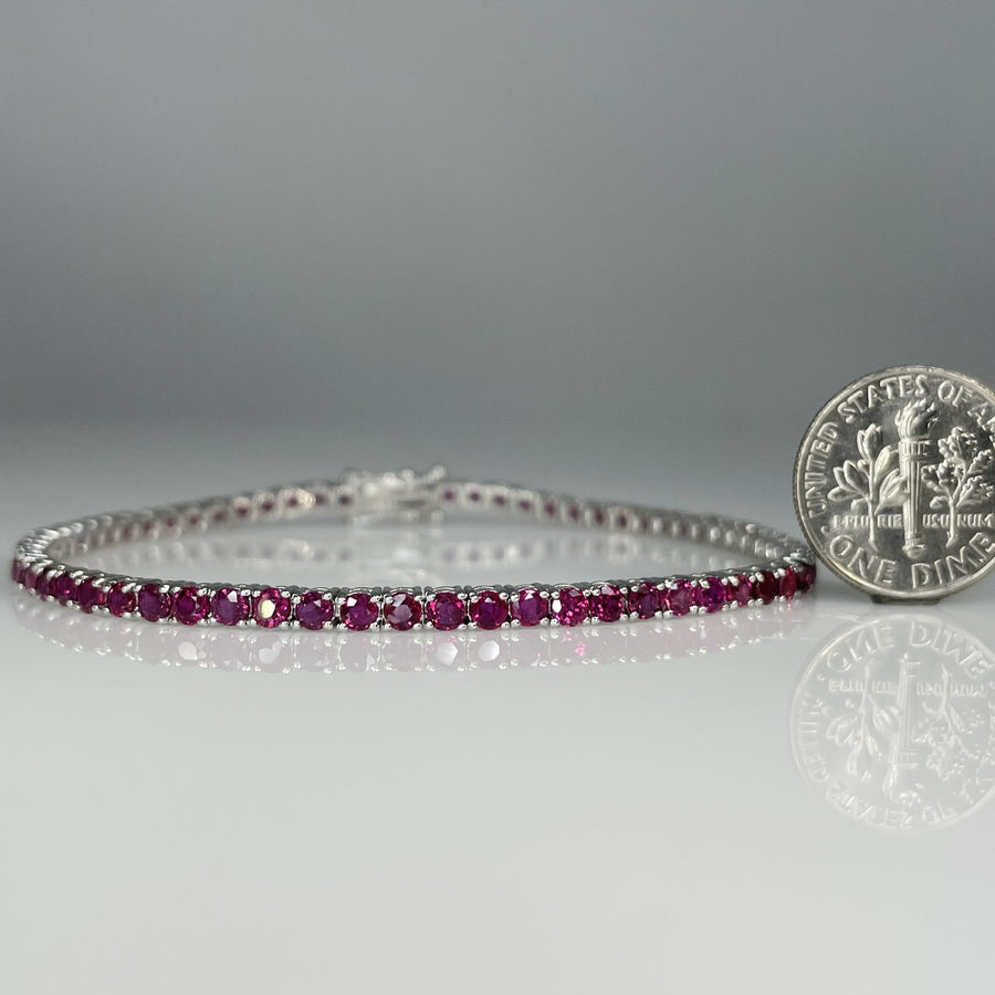 14K White Gold Ruby Tennis Bracelet 6.6ct