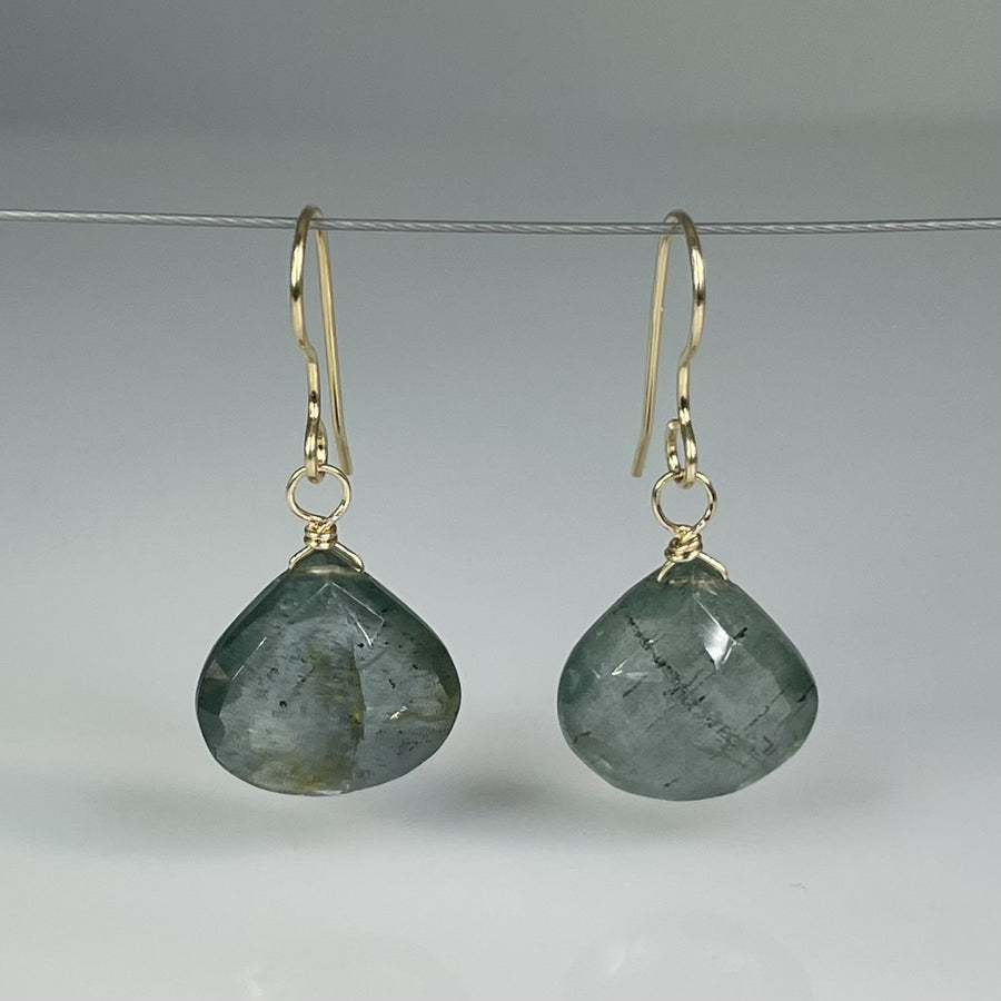 Green Moss Aquamarine Earrings 12mm