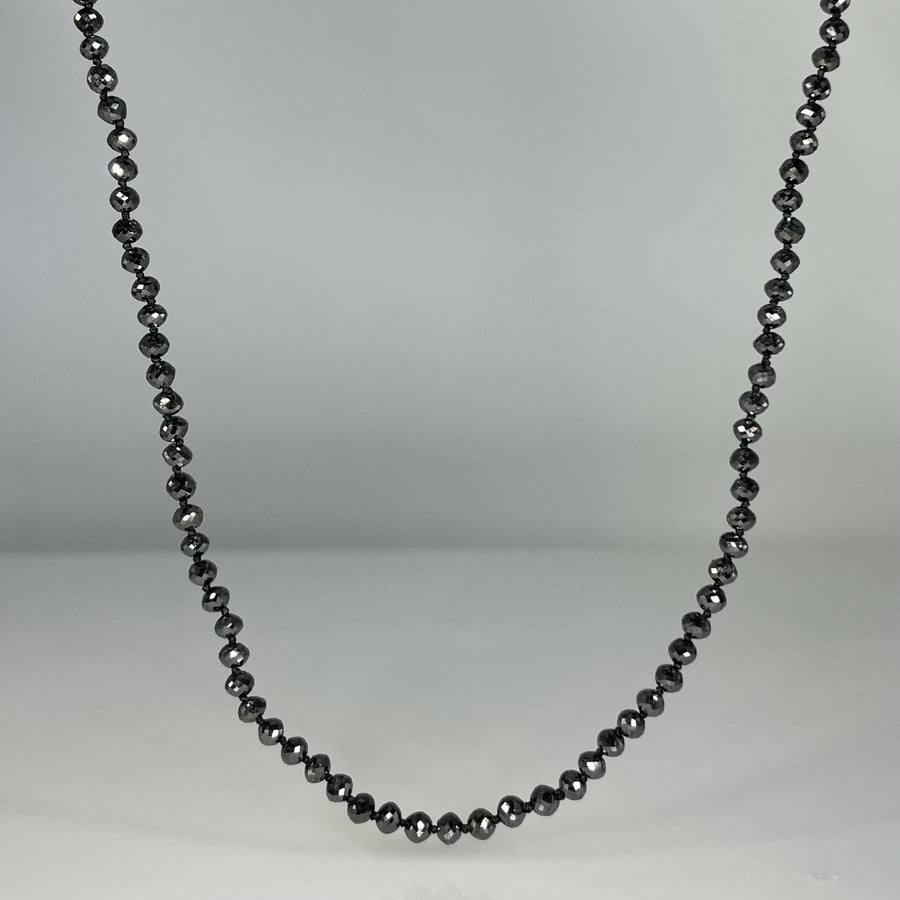 14K Yellow Gold Black Diamond Beaded Necklace 33.27ct