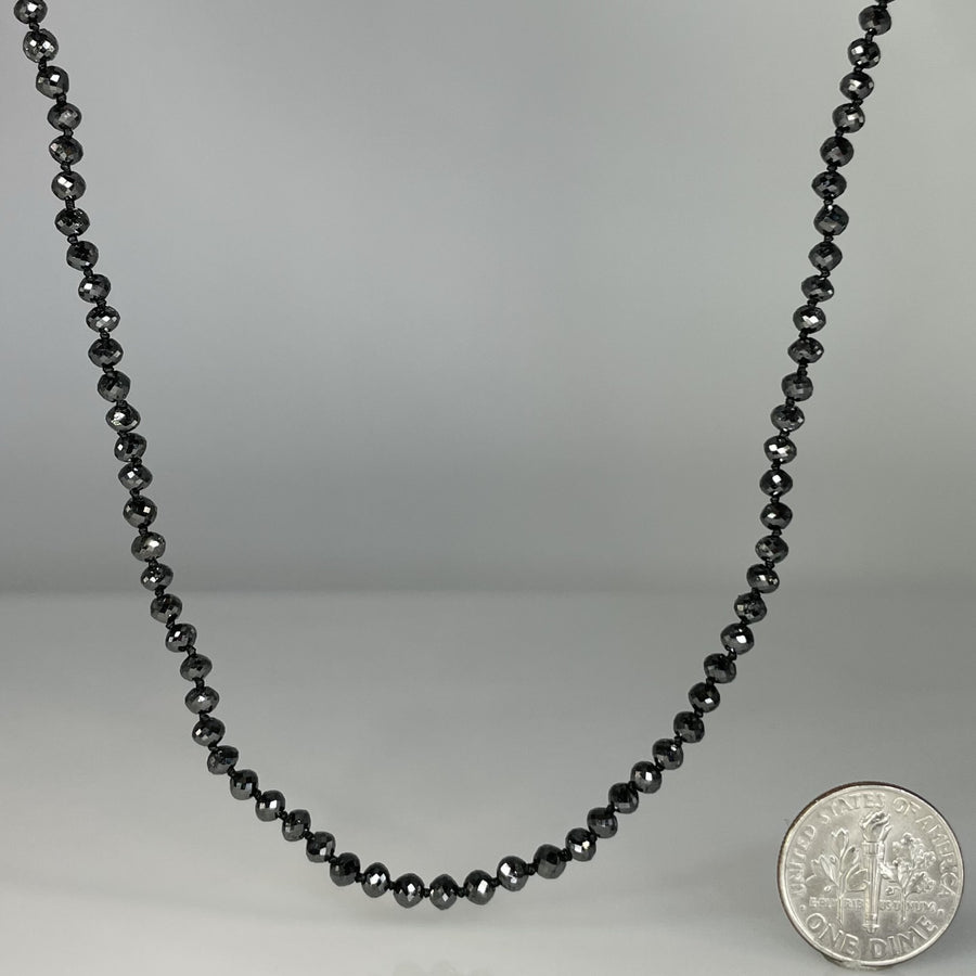 14K Yellow Gold Black Diamond Beaded Necklace 33.27ct
