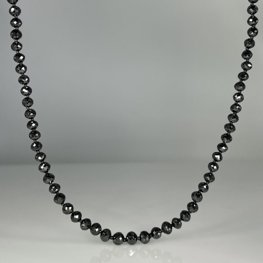 14K Yellow Gold Black Diamond Beaded Necklace 51.70ct
