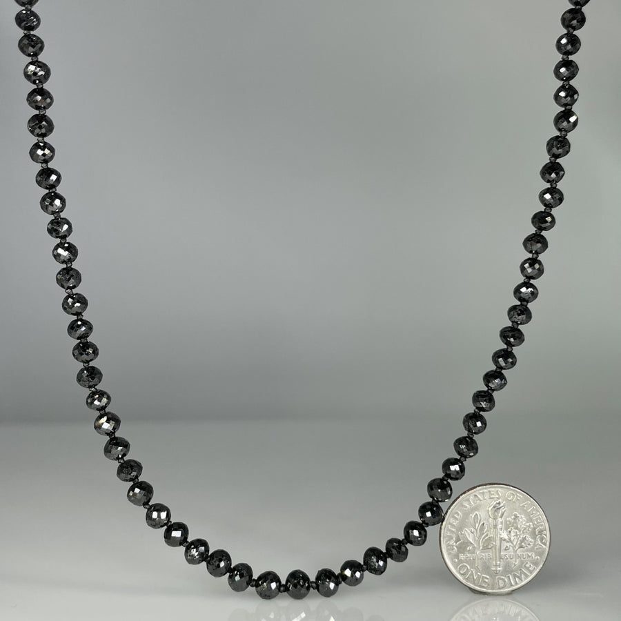14K Yellow Gold Black Diamond Beaded Necklace 51.70ct