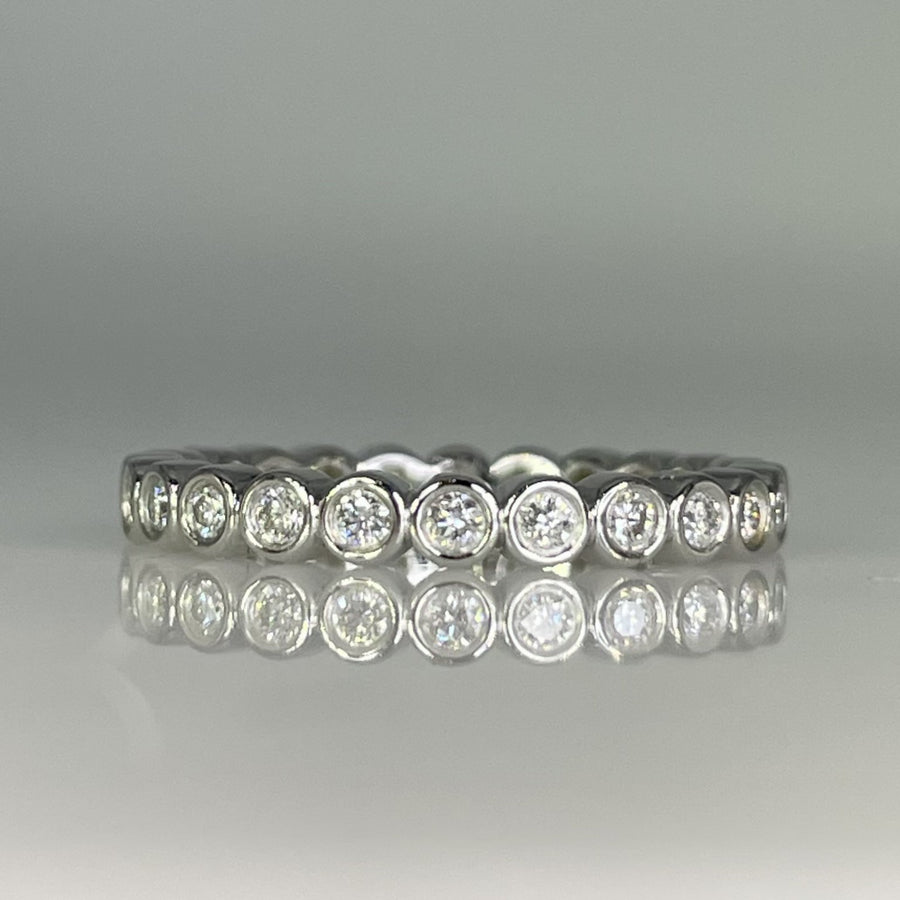 14K White Gold Round Diamond Eternity Band 0.44ct
