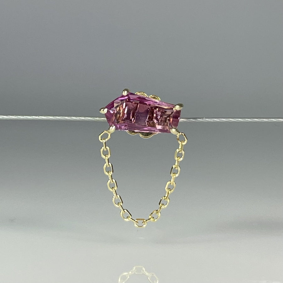 14K Yellow Gold Pink Sapphire Single Stud/ Dangle Earring 0.75ct
