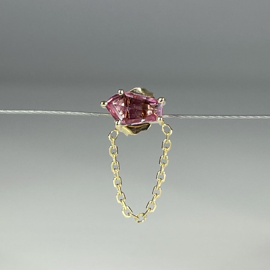 14K Yellow Gold Pink Sapphire Single Stud/ Dangle 0.43ct