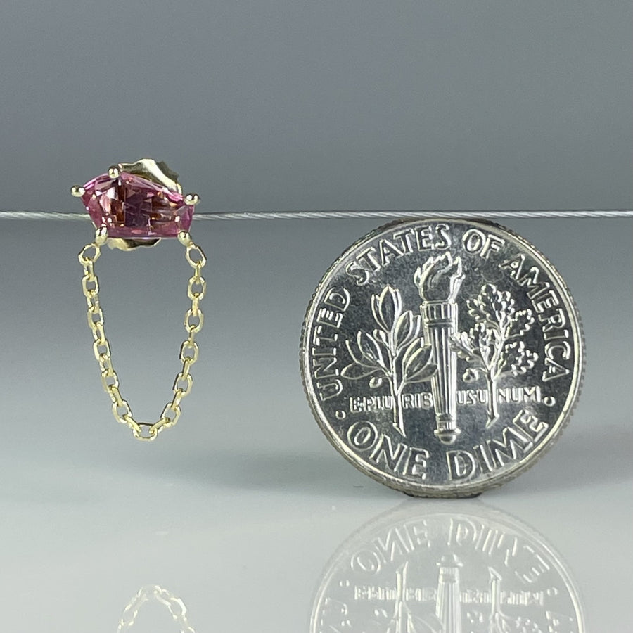 14K Yellow Gold Pink Sapphire Single Stud/ Dangle 0.43ct