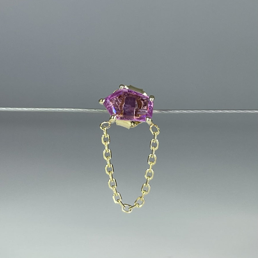 14K Yellow Gold Pink Sapphire Single Stud/ Dangle Earring 0.43ct