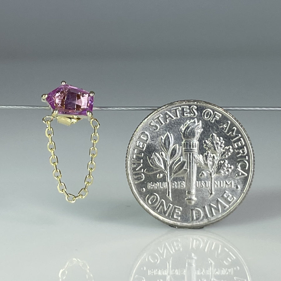14K Yellow Gold Pink Sapphire Single Stud/ Dangle Earring 0.43ct