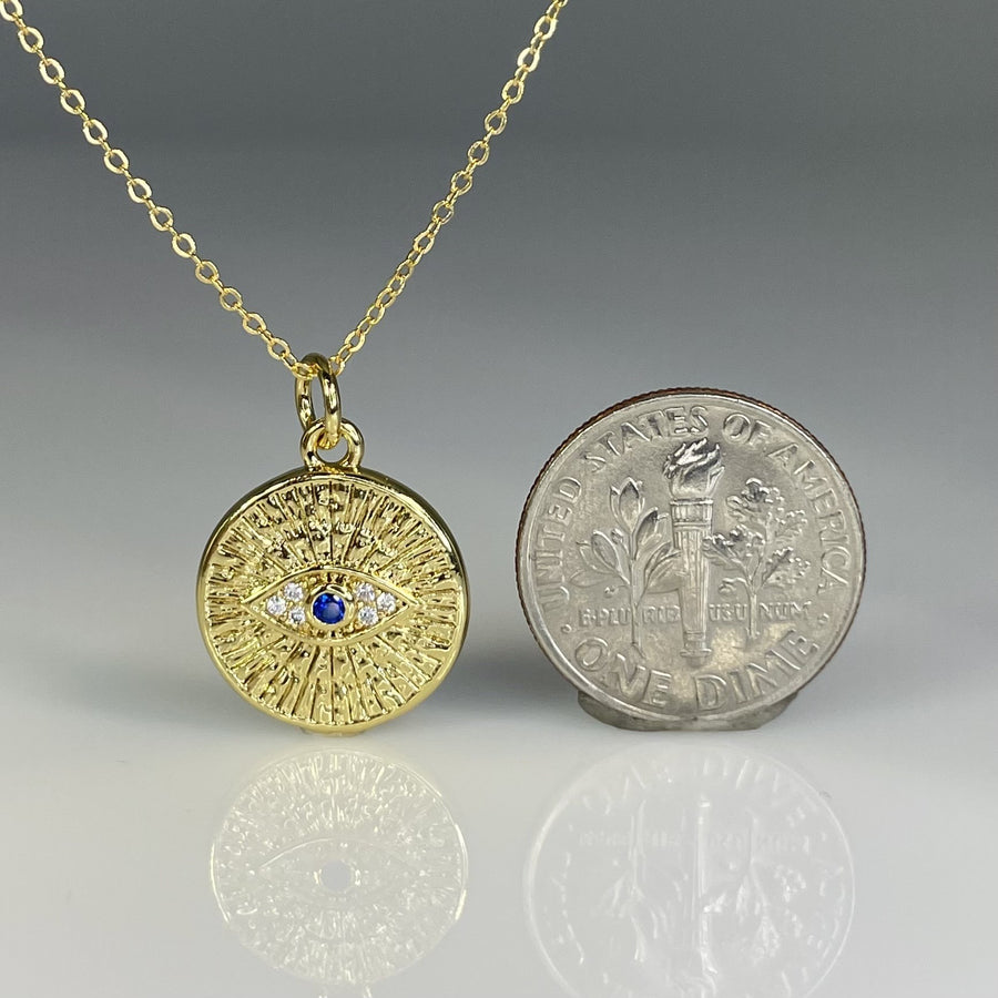 18K Gold Plated Evil Eye Necklace 14mm
