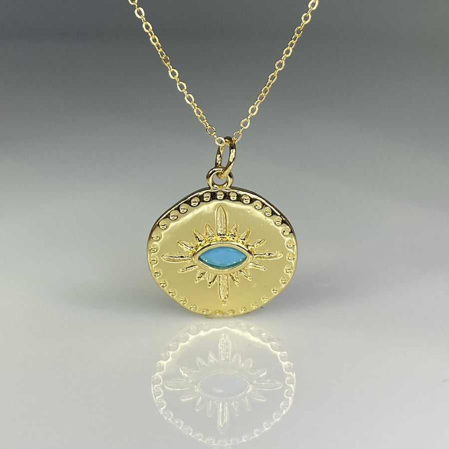 18K Gold Plated Evil Eye Necklace 18mm