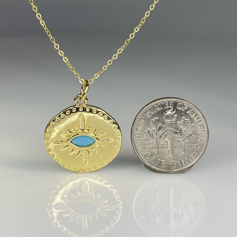 18K Gold Plated Evil Eye Necklace 18mm