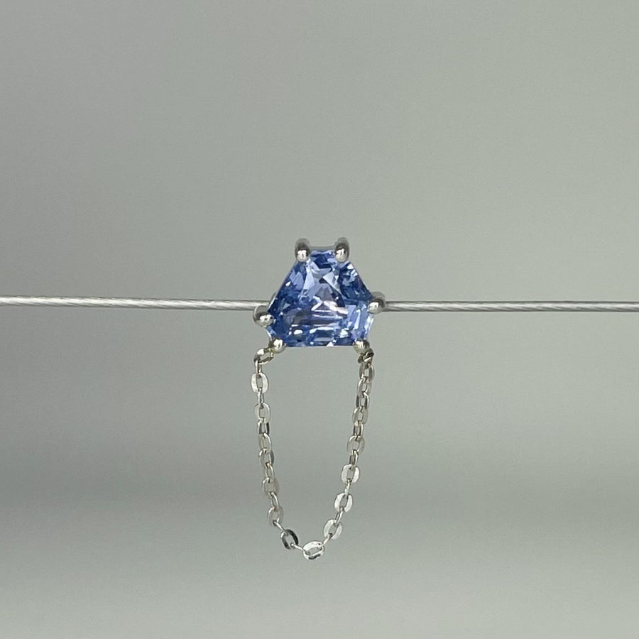 14K White Gold Blue Sapphire Single Stud/Dangle Earring 0.65ct