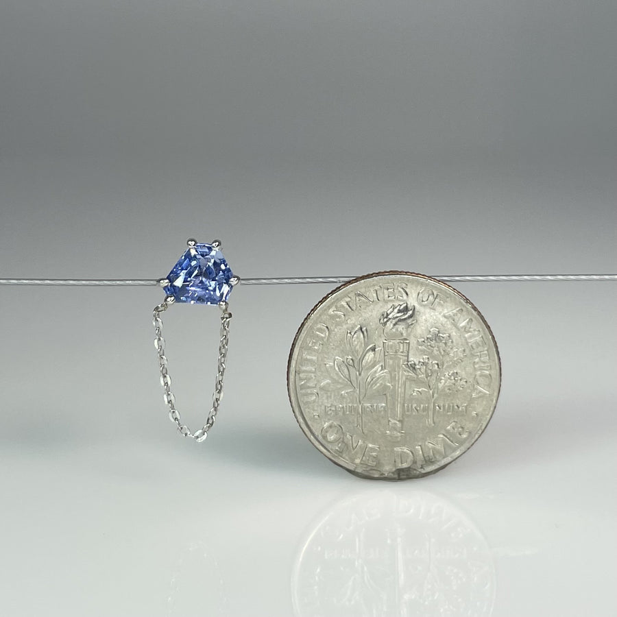 14K White Gold Blue Sapphire Single Stud/Dangle Earring 0.65ct