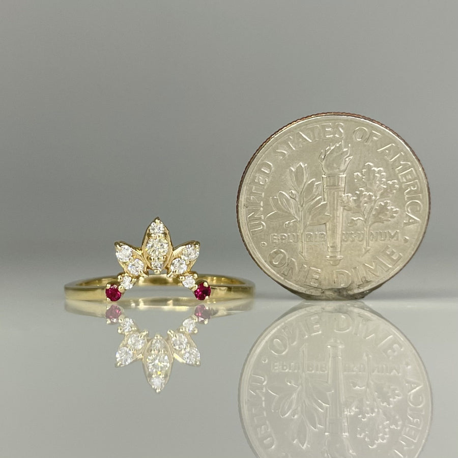 14K Yellow Gold Natural Diamond & Ruby Ring 0.10ct/0.04ct