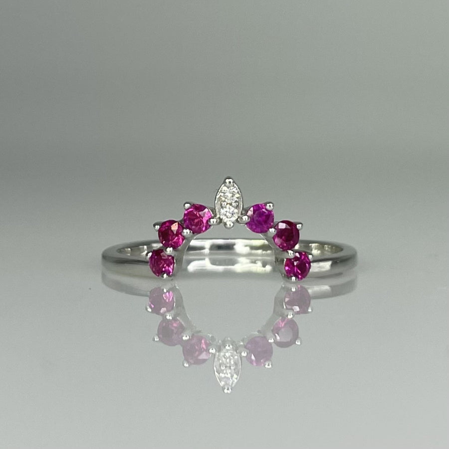 14K White Gold Ruby & Natural Diamond Ring 0.27ct/0.02ct