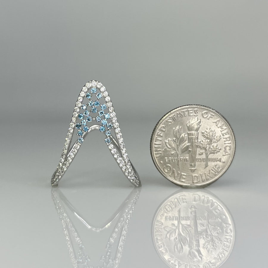 18K White Gold Natural Diamond & Blue Diamond Ring 0.32ct/0.19ct