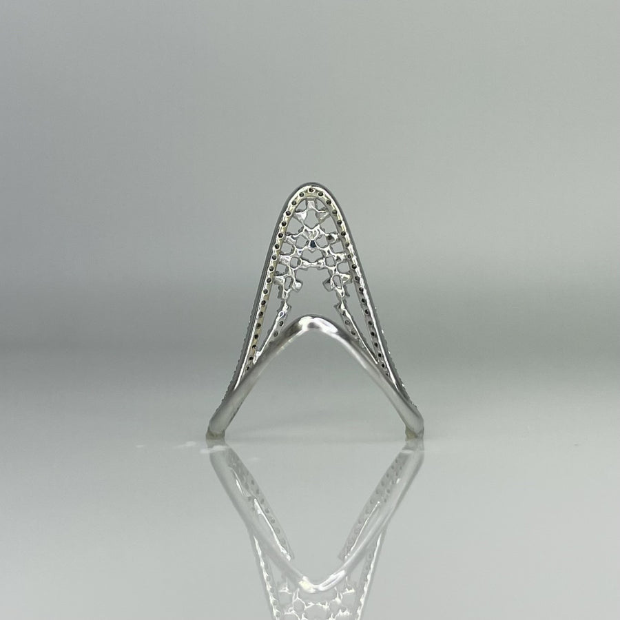 18K White Gold Natural Diamond & Blue Diamond Ring 0.32ct/0.19ct