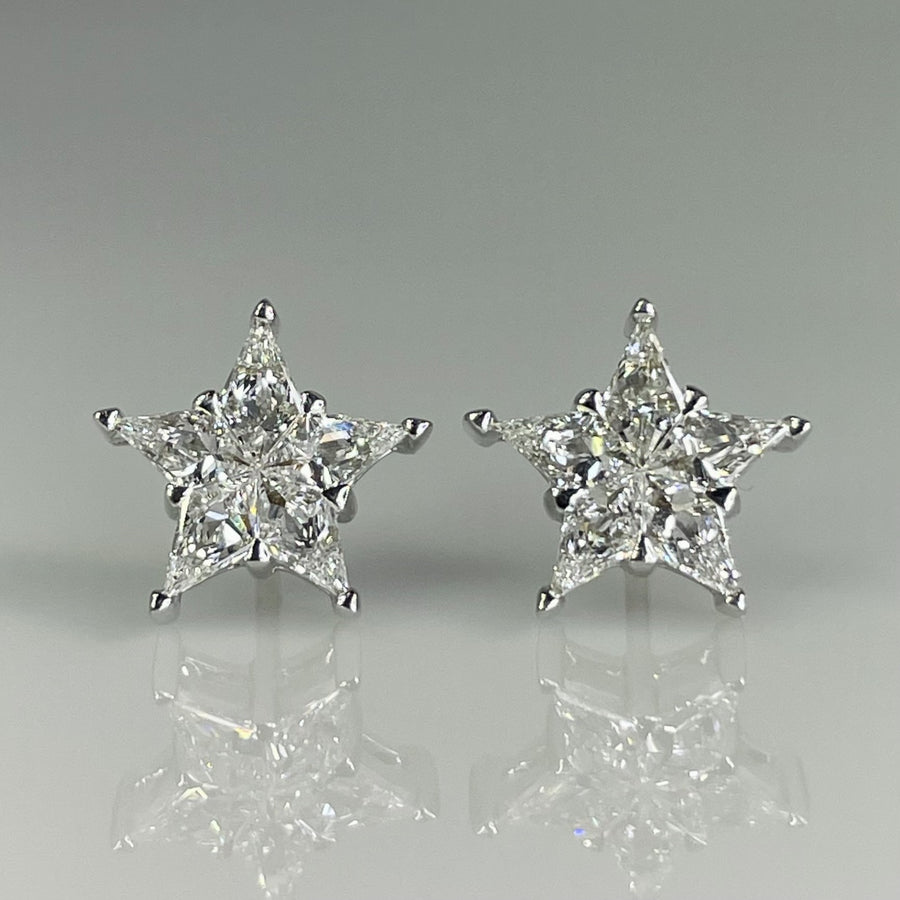 18K White Gold Natural Diamond Star Earrings 1.29ct