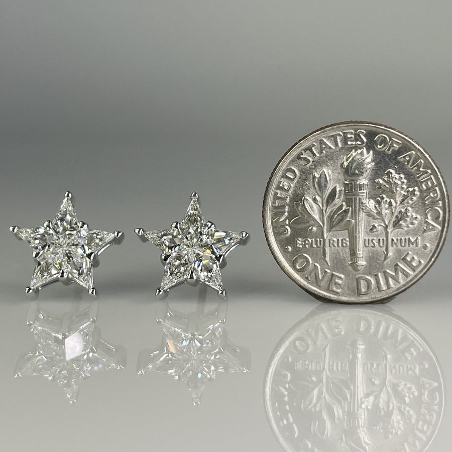18K White Gold Natural Diamond Star Earrings 1.29ct