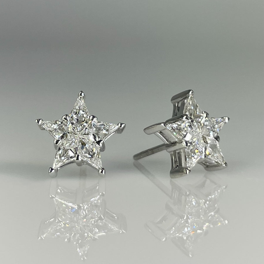 18K White Gold Natural Diamond Star Earrings 1.29ct