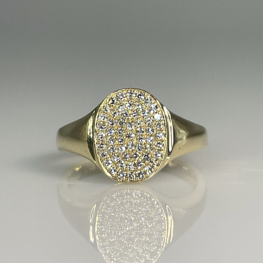 14K Yellow Gold Pave Diamond Ring 0.16ct