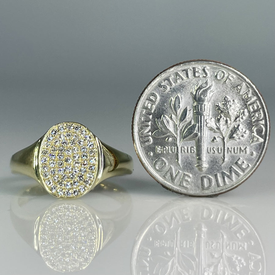 14K Yellow Gold Pave Diamond Ring 0.16ct