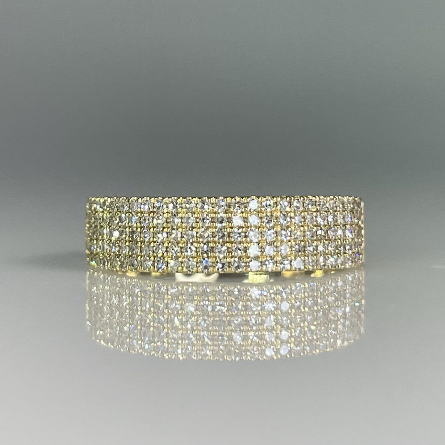 14K Yellow Gold Natural Pave Diamond Ring 0.58ct