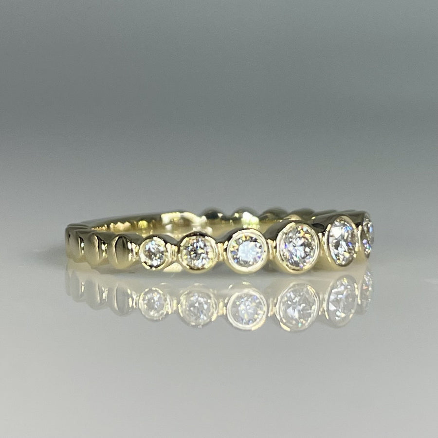 14K Yellow Gold Natural Round Diamond Bezel Ring 0.37ct