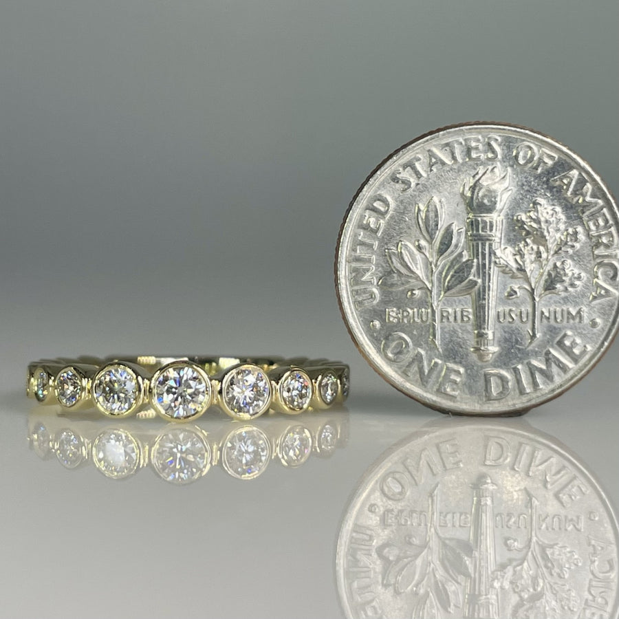 14K Yellow Gold Natural Round Diamond Bezel Ring 0.37ct