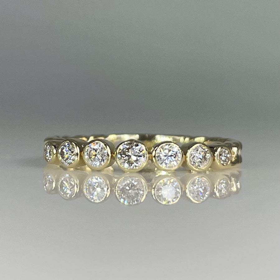 14K Yellow Gold Bezel Set Natural Diamond Chain Band 0.28ct