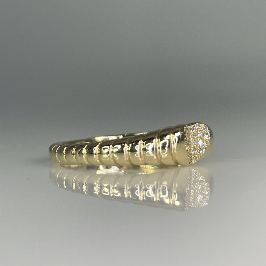 14K Yellow Gold Natural Pave Diamond Heart Ring 0.06ct