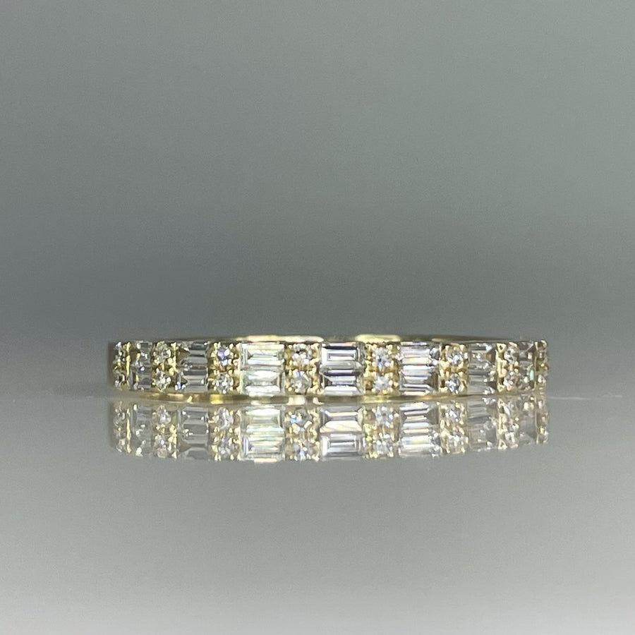14K Yellow Gold Natural Round & Baguette Diamond 0.05ct/0.16ct