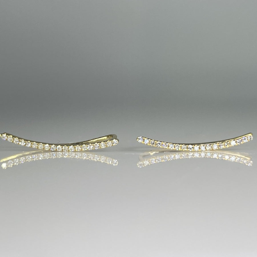 14K Yellow Gold Diamond Climber Earrings 0.12ct