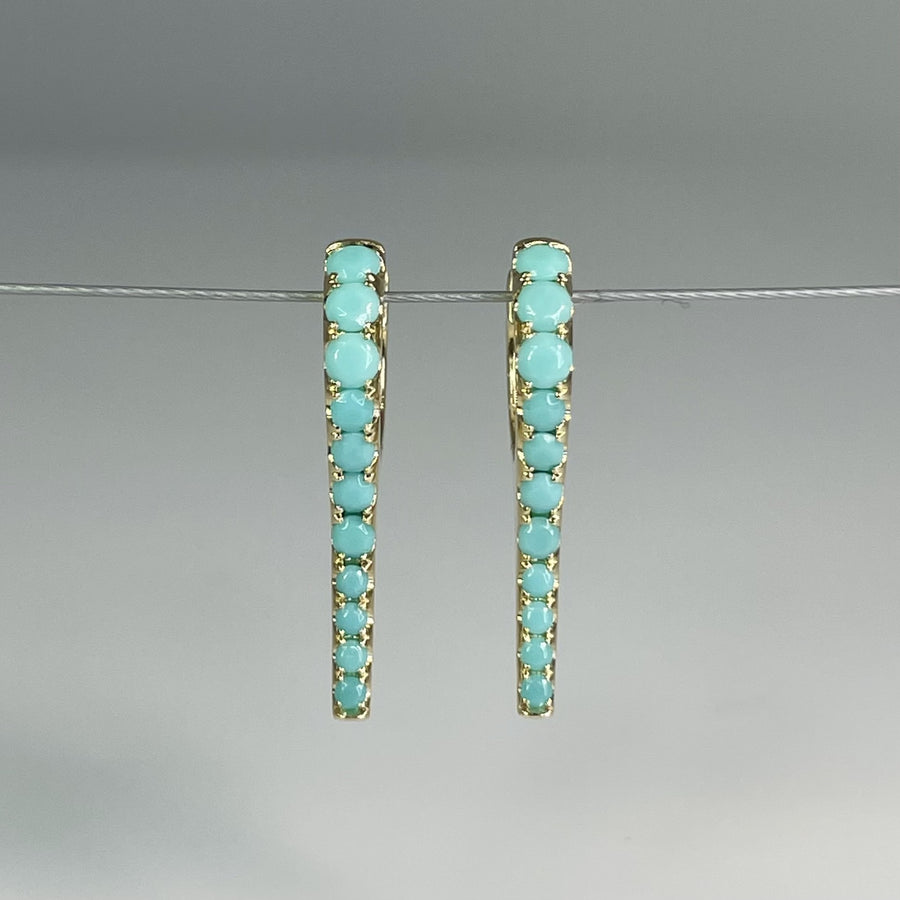 14K Yellow Gold Turquoise Spike Earrings 0.74ct
