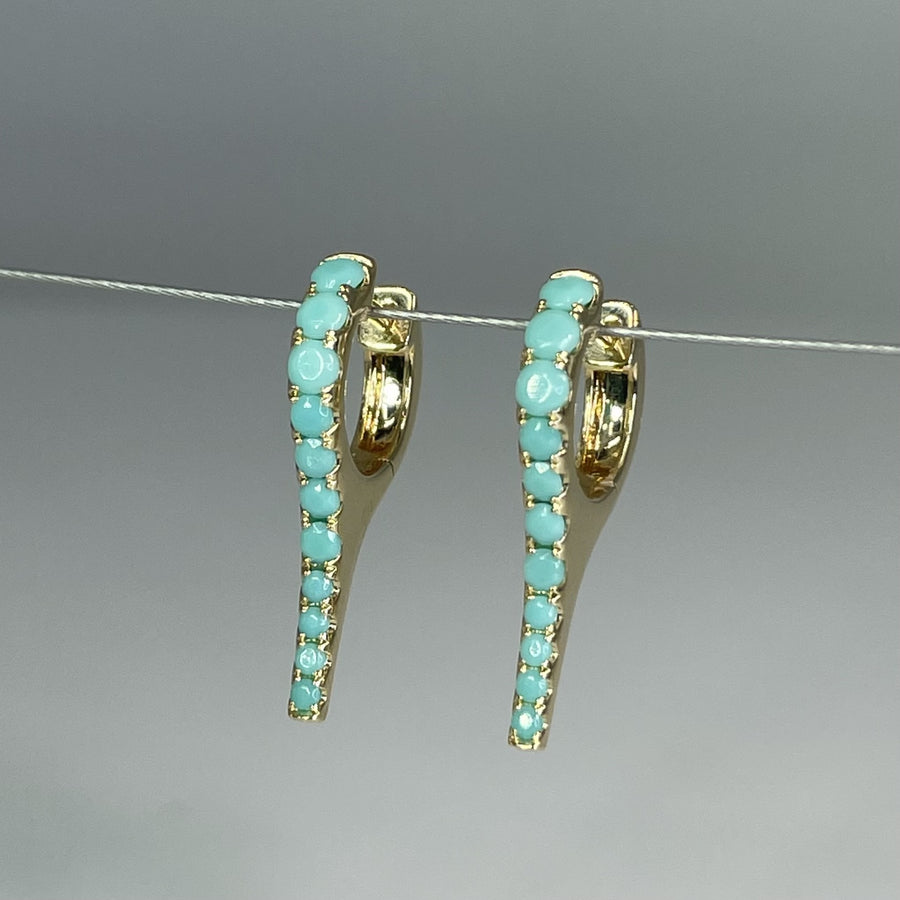 14K Yellow Gold Turquoise Spike Earrings 0.74ct