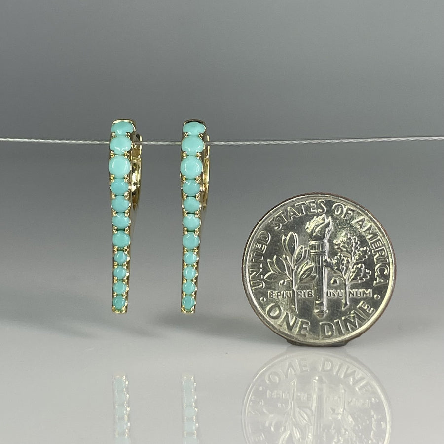 14K Yellow Gold Turquoise Spike Earrings 0.74ct