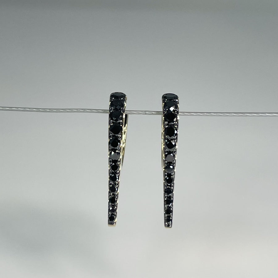 14K Yellow Gold Black Diamond Spike Earrings 0.46ct