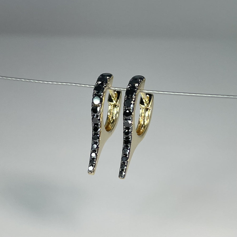 14K Yellow Gold Black Diamond Spike Earrings 0.46ct