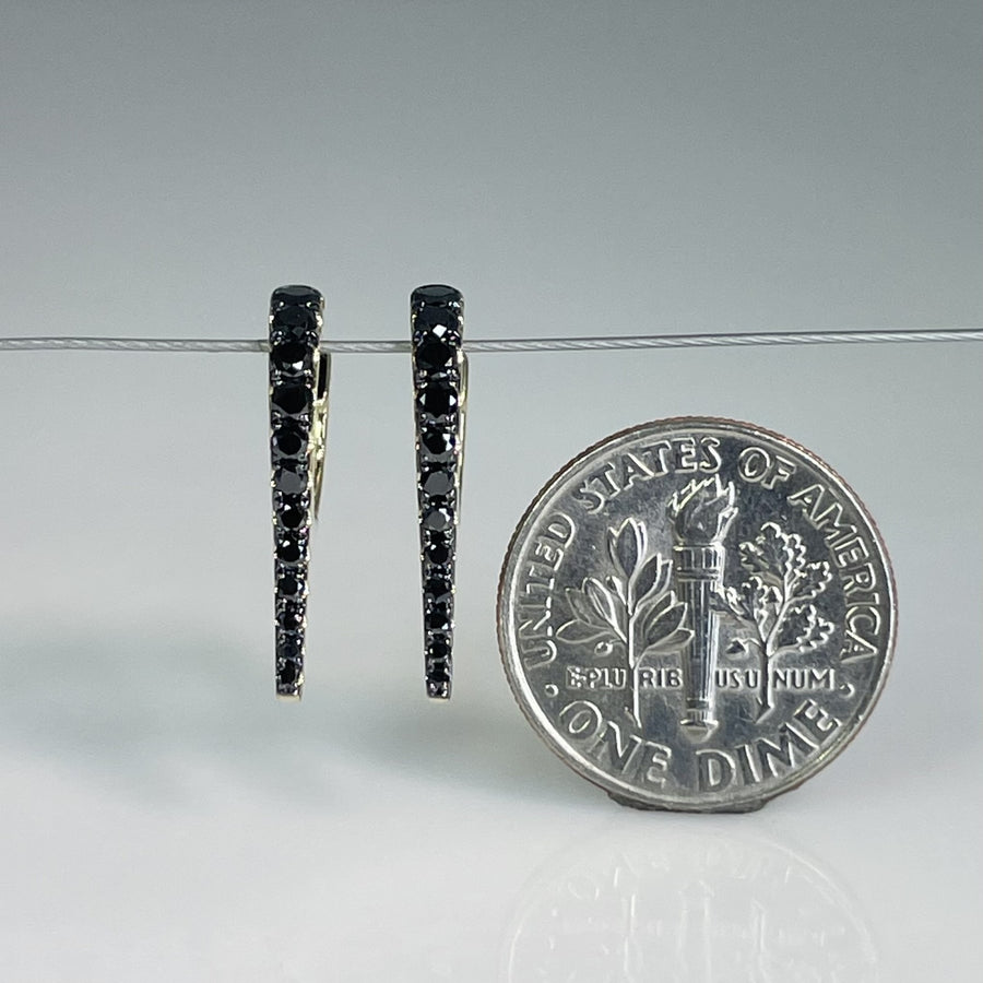 14K Yellow Gold Black Diamond Spike Earrings 0.46ct