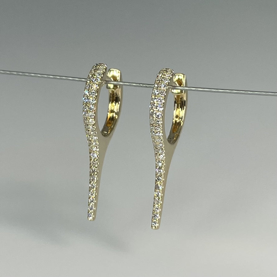 14K Yellow Gold Natural Diamond Spike Earrings 0.20ct