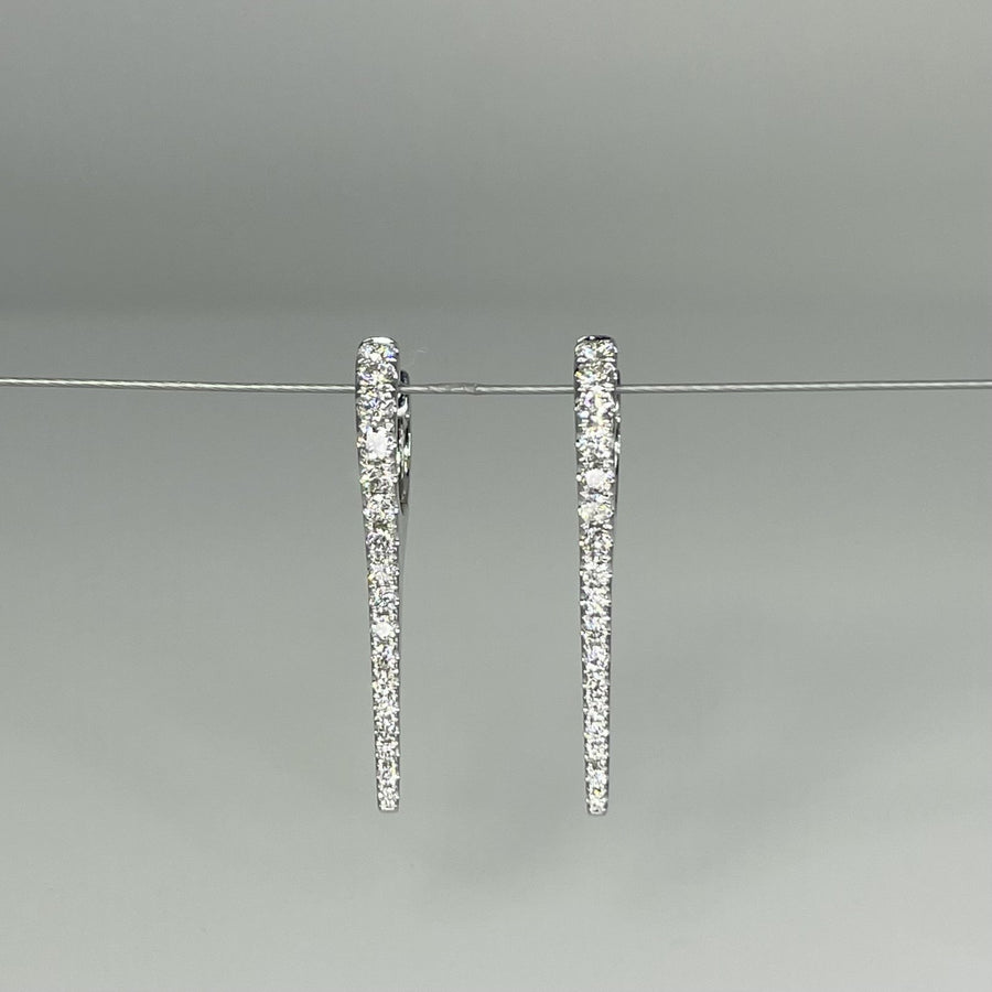 14K White Gold Natural Diamond Spike Drop Earrings 0.65ct