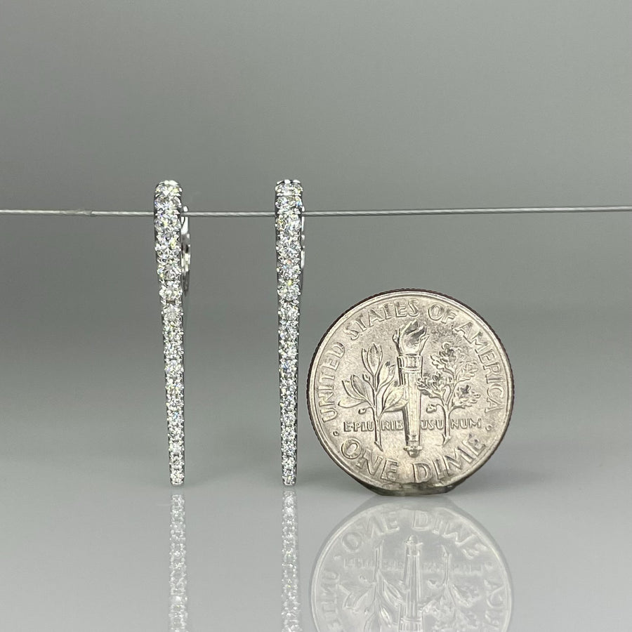 14K White Gold Natural Diamond Spike Drop Earrings 0.65ct