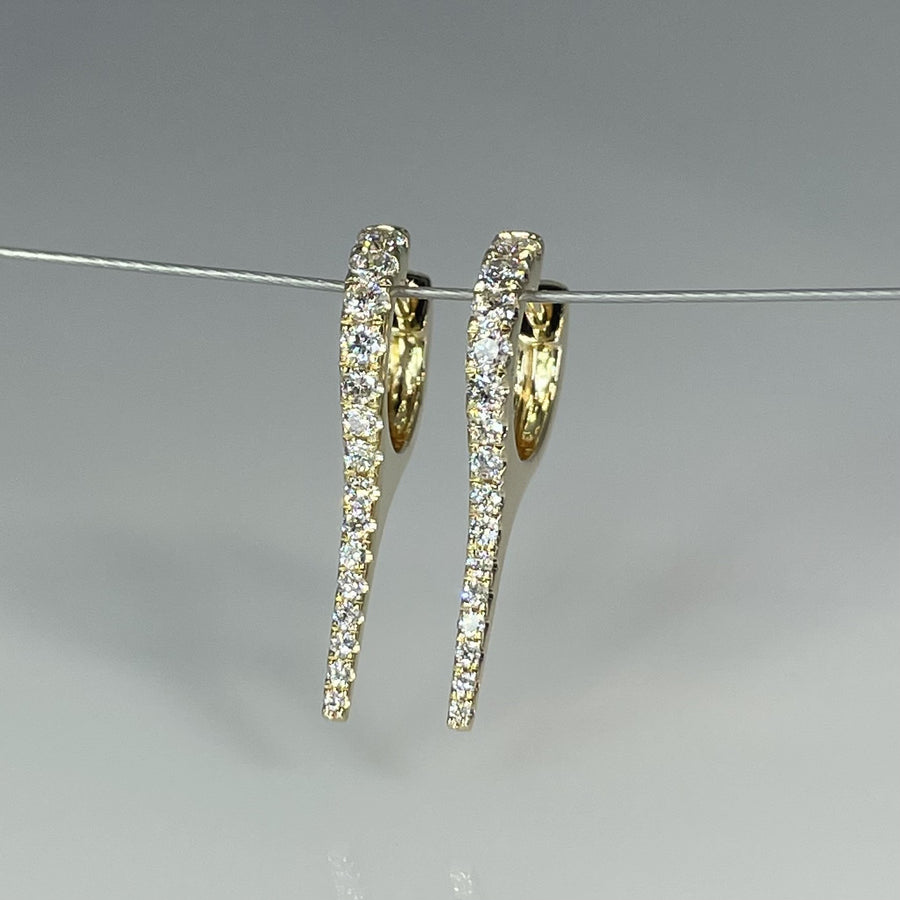 14K Yellow Gold Natural Diamond Spike Earrings 0.50ct