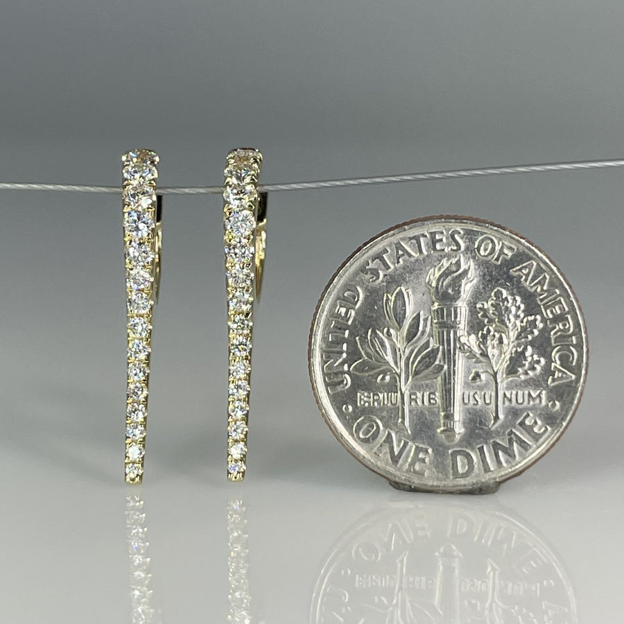 14K Yellow Gold Natural Diamond Spike Earrings 0.50ct