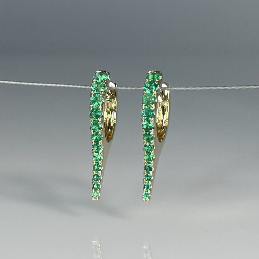 14K Yellow Gold Emerald Spike Earrings 0.42ct