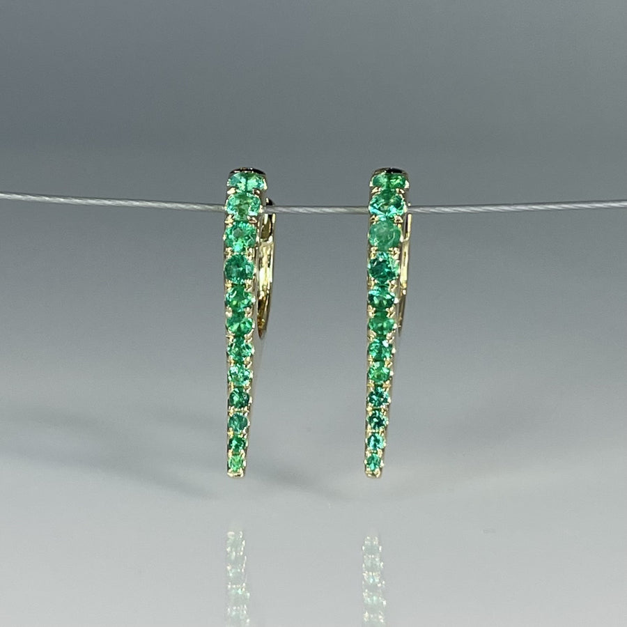 14K Yellow Gold Emerald Spike Earrings 0.42ct