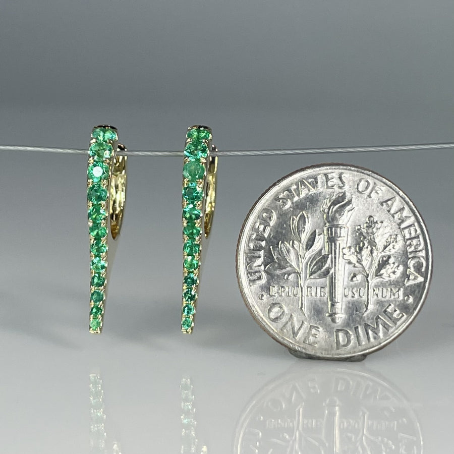 14K Yellow Gold Emerald Spike Earrings 0.42ct